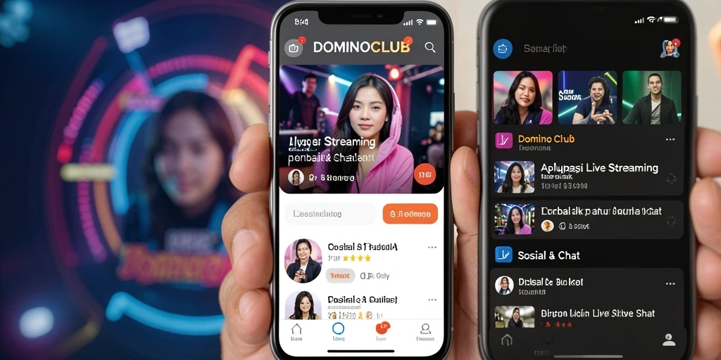 Tampilan antarmuka utama DOMINOCLUB dengan fitur Live Streaming yang interaktif.