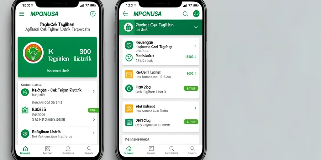 Antarmuka aplikasi MPONUSA untuk Cek Tagihan Listrik