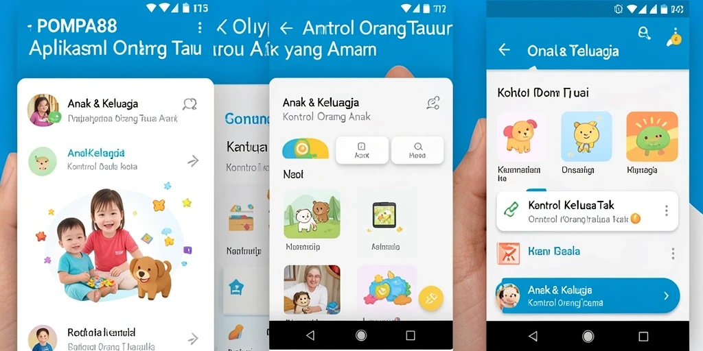 Tampilan antarmuka POMPA88 yang sederhana dan intuitif untuk kontrol orang tua.