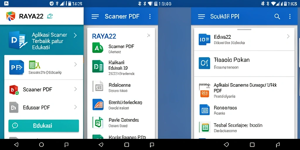 Antarmuka RAYA22 menunjukan fungsi Scanner PDF yang efisien dan sederhana.