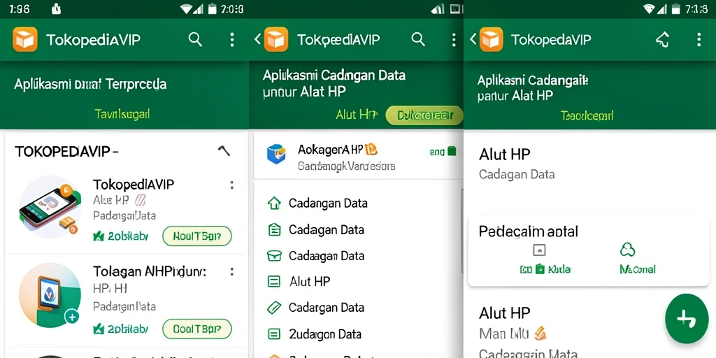 Antarmuka pengguna TOKOPEDIAVIP untuk pencadangan data yang efisien.